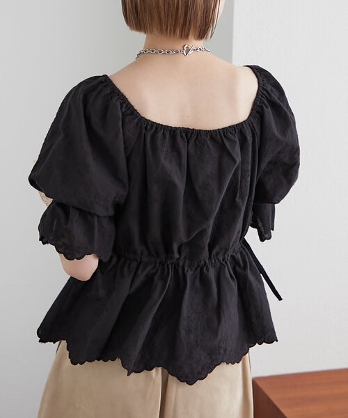 セール】【前後2WAY】レース刺繍オフショルブラウス（シャツ