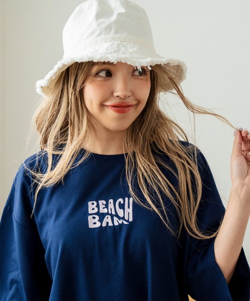 anap mimpi(アナップミンピ)の「SEAモチーフプリントビッグTシャツ(Tシャツ/カットソー・レディース・ネイビー/ラベンダー/キナリ・FREE)」の9枚目の写真