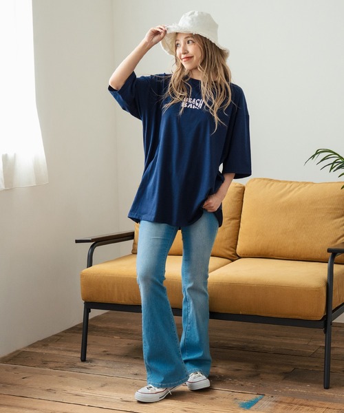anap mimpi(アナップミンピ)の「SEAモチーフプリントビッグTシャツ(Tシャツ/カットソー・レディース・ネイビー/ラベンダー/キナリ・FREE)」の10枚目の写真