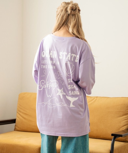 anap mimpi(アナップミンピ)の「SEAモチーフプリントビッグTシャツ(Tシャツ/カットソー・レディース・ネイビー/ラベンダー/キナリ・FREE)」の12枚目の写真