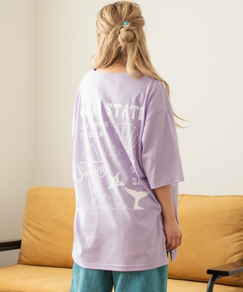 anap mimpi(アナップミンピ)の「SEAモチーフプリントビッグTシャツ(Tシャツ/カットソー・レディース・ネイビー/ラベンダー/キナリ・FREE)」の13枚目の写真
