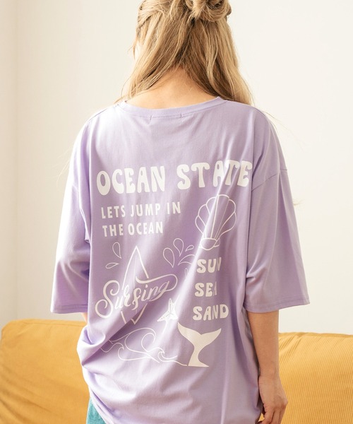 anap mimpi(アナップミンピ)の「SEAモチーフプリントビッグTシャツ(Tシャツ/カットソー・レディース・ネイビー/ラベンダー/キナリ・FREE)」の14枚目の写真