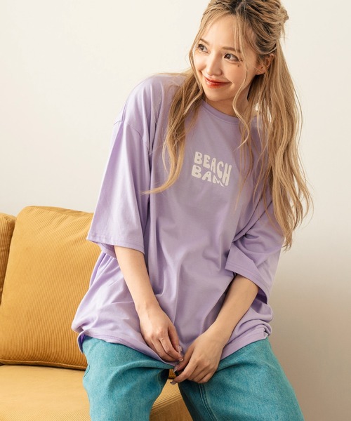 anap mimpi(アナップミンピ)の「SEAモチーフプリントビッグTシャツ(Tシャツ/カットソー・レディース・ネイビー/ラベンダー/キナリ・FREE)」の15枚目の写真