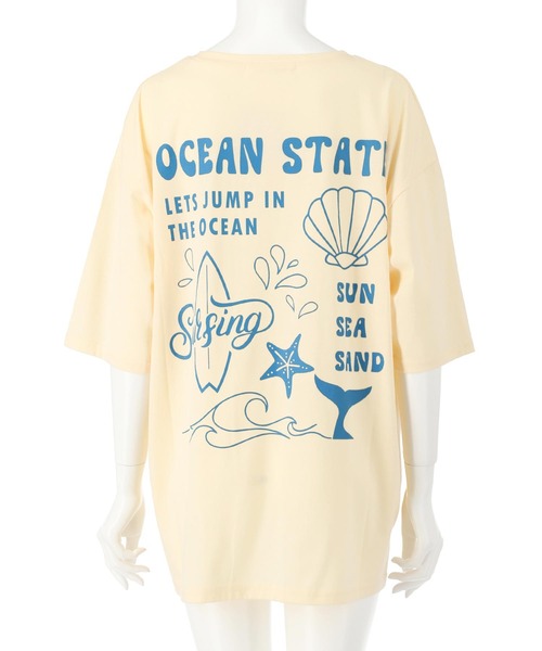 anap mimpi(アナップミンピ)の「SEAモチーフプリントビッグTシャツ(Tシャツ/カットソー・レディース・ネイビー/ラベンダー/キナリ・FREE)」の19枚目の写真