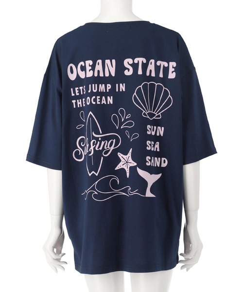 anap mimpi(アナップミンピ)の「SEAモチーフプリントビッグTシャツ(Tシャツ/カットソー・レディース・ネイビー/ラベンダー/キナリ・FREE)」の20枚目の写真