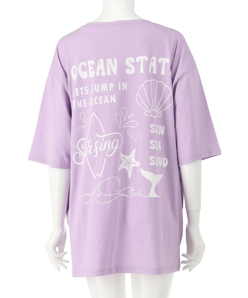 anap mimpi(アナップミンピ)の「SEAモチーフプリントビッグTシャツ(Tシャツ/カットソー・レディース・ネイビー/ラベンダー/キナリ・FREE)」の21枚目の写真