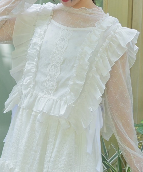 axes femme（アクシーズファム）の「サイドリボンフリルベスト（シャツ/ブラウス・レディース・ブラック/ホワイト・FREE）」の2枚目の写真