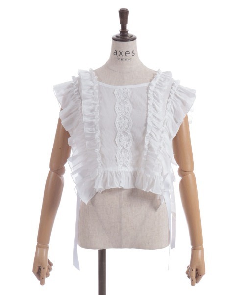 axes femme（アクシーズファム）の「サイドリボンフリルベスト（シャツ/ブラウス・レディース・ブラック/ホワイト・FREE）」の18枚目の写真