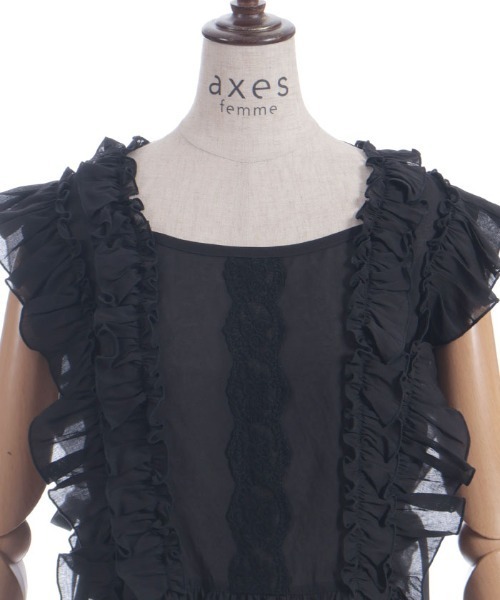 axes femme（アクシーズファム）の「サイドリボンフリルベスト（シャツ/ブラウス・レディース・ブラック/ホワイト・FREE）」の6枚目の写真