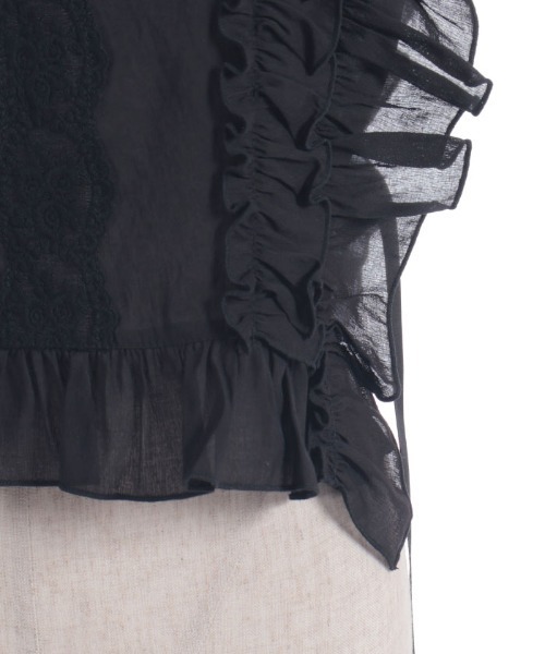 axes femme（アクシーズファム）の「サイドリボンフリルベスト（シャツ/ブラウス・レディース・ブラック/ホワイト・FREE）」の7枚目の写真