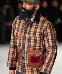 JUNYA WATANABE MAN(W^ix})́uFILSONvW-NAME  COTTON CHECK LINED MACKINAW JACKET BIEGE(u])