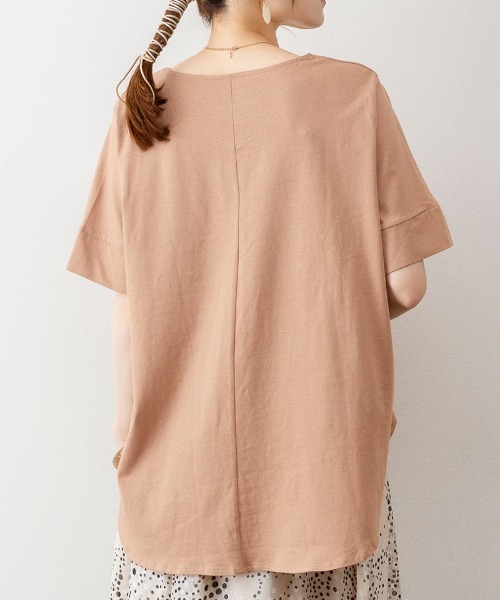RCD(アールシーディー)の「脇タックVネック半袖カットソー(Tシャツ/カットソー・レディース・ホワイト/ブラック/ライトブラウン・M-L/LL~3L/4L~5L)」の12枚目の写真
