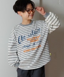 MAKE YOUR DAY | 前後着用できるボーダー長袖Tシャツ■150.160cm(Tシャツ/カットソー)