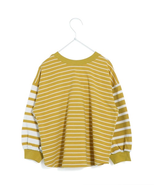 MAKE YOUR DAY（メイクユアデイ）の「前後着用できるボーダー長袖Tシャツ■150.160cm（Tシャツ/カットソー・キッズ・グリーン/マスタード/ライトグレー・160/150）」の7枚目の写真
