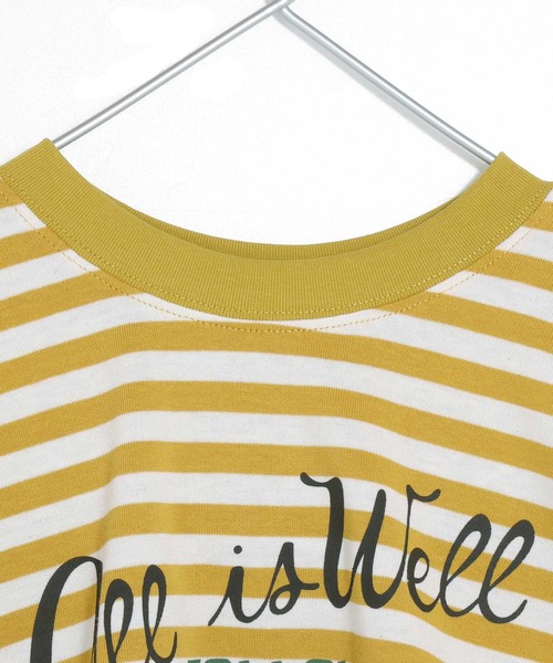 MAKE YOUR DAY（メイクユアデイ）の「前後着用できるボーダー長袖Tシャツ■150.160cm（Tシャツ/カットソー・キッズ・グリーン/マスタード/ライトグレー・160/150）」の10枚目の写真