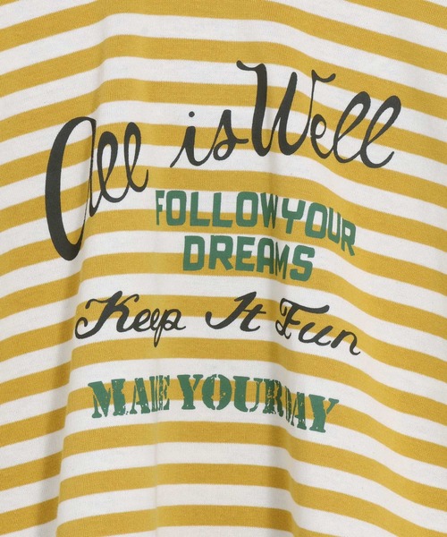 MAKE YOUR DAY（メイクユアデイ）の「前後着用できるボーダー長袖Tシャツ■150.160cm（Tシャツ/カットソー・キッズ・グリーン/マスタード/ライトグレー・160/150）」の11枚目の写真