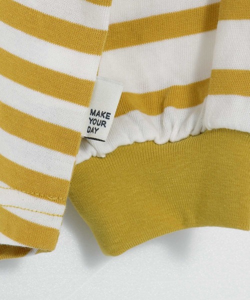 MAKE YOUR DAY（メイクユアデイ）の「前後着用できるボーダー長袖Tシャツ■150.160cm（Tシャツ/カットソー・キッズ・グリーン/マスタード/ライトグレー・160/150）」の13枚目の写真