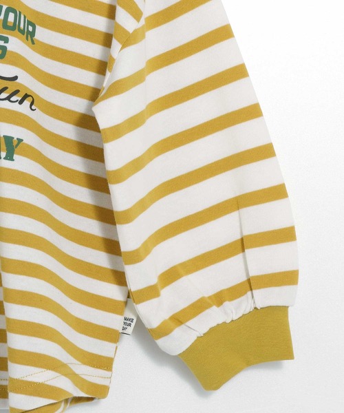 MAKE YOUR DAY（メイクユアデイ）の「前後着用できるボーダー長袖Tシャツ■150.160cm（Tシャツ/カットソー・キッズ・グリーン/マスタード/ライトグレー・160/150）」の14枚目の写真