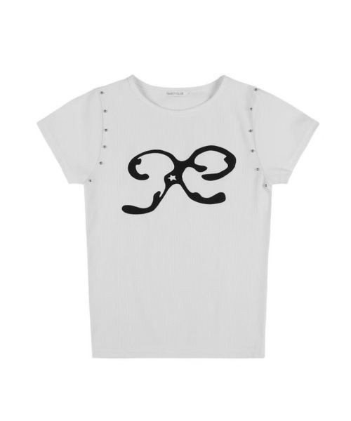 ★FANCYCLUB★ETERNAL STUD TEE (WHITE)★正規品/韓国直送料込 FANCY CLUB】ETERNAL STUD TEE（Tシャツ/カットソー）｜FANCY