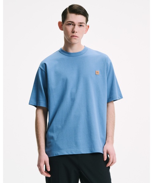 SOPHNET.（ソフネット）の「LEATHER PATCH WIDE TEE（Tシャツ/カットソー・メンズ・カーキ/ライトブルー/ホワイト/ブラック・2/4/3/1/5）」の6枚目の写真