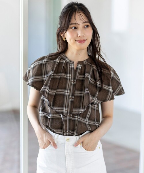 ANY SIS(エニィスィス)の「サッカーチェック ブラウス(シャツ/ブラウス・レディース・ネイビー系/ダークブラウン系・2)」の15枚目の写真