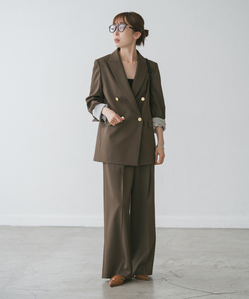 【最終出品】NOBLE エステルツイルピークドラペルジャケット　ブラウン ノーブル NOBLE エステルツイルピークドラペルジャケット （ブラウン