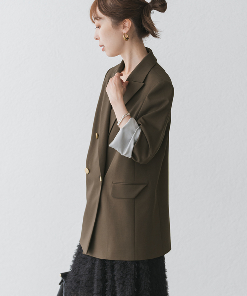 エステルツイルピークドラペルジャケット（テーラードジャケット
