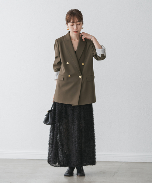 エステルツイルピークドラペルジャケット（テーラードジャケット