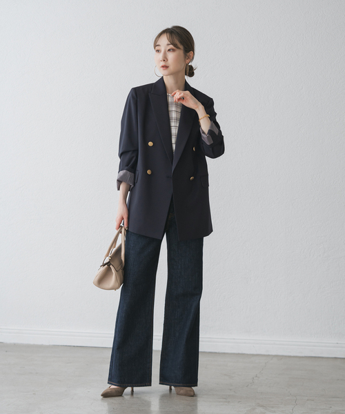 エステルツイルピークドラペルジャケット（テーラードジャケット