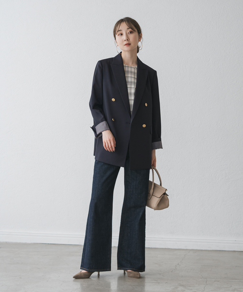 エステルツイルピークドラペルジャケット（テーラードジャケット