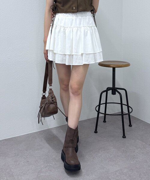 mline（エムライン）の「[mline]ティアードフリルスカート（スカート・レディース・ブラック/オフホワイト・MEDIUM/SMALL）」の11枚目の写真