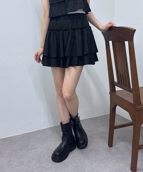 mline（エムライン）の「[mline]ティアードフリルスカート（スカート・レディース・ブラック/オフホワイト・MEDIUM/SMALL）」の16枚目の写真