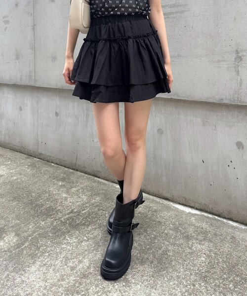 mline（エムライン）の「[mline]ティアードフリルスカート（スカート・レディース・ブラック/オフホワイト・MEDIUM/SMALL）」の18枚目の写真