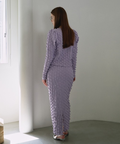 HONEY MI HONEY(ハニーミーハニー)の「spiky knit puff sleeve cardigan(カーディガン/ボレロ・レディース・オフホワイト/ブラック/ラベンダー・FREE)」の8枚目の写真