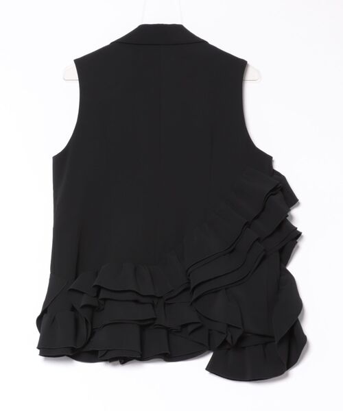 美品PICCIN ピッチンアシメントリーフリルジレブラックM