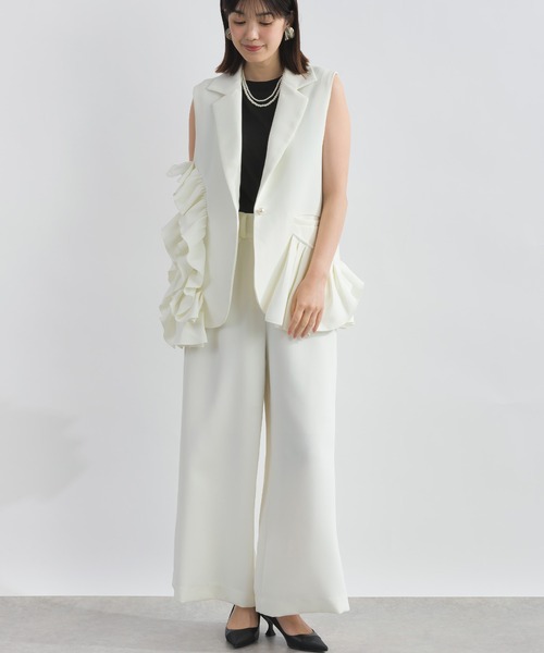 PICCIN PERLA（ピッチンペルラ）の「【セットアップ可能】アシンメトリーフリルジレ（ベスト・レディース・オフホワイト/ブラック・M）」の14枚目の写真