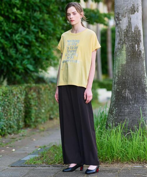 DRESSTERIOR（ドレステリア）の「◆箔PTドルマンスリーブロゴTシャツ（Tシャツ/カットソー・レディース・オフホワイト/チャコールグレー/イエロー系その他/ダークブラウン・34/36/38）」の9枚目の写真