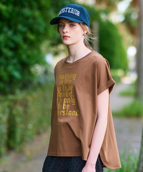 DRESSTERIOR（ドレステリア）の「◆箔PTドルマンスリーブロゴTシャツ（Tシャツ/カットソー・レディース・オフホワイト/チャコールグレー/イエロー系その他/ダークブラウン・34/36/38）」の18枚目の写真