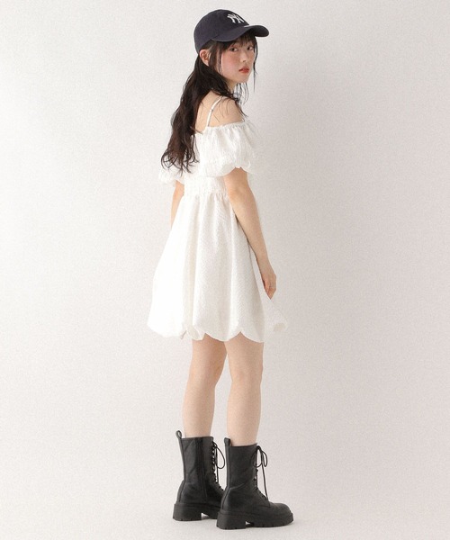 最終値下げ♡美品 Heather ヘザー オフショルバルーンミニワンピース 白 オフショルバルーンミニワンピース 576807（ワンピース