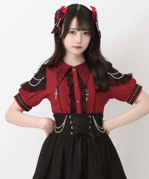 DearMyLove(ディアマイラブ)の「十字架クモレース角襟ゴシック風ブラウス(シャツ/ブラウス・レディース・パープル/ブラック/ボルドー・MEDIUM/LARGE/LL/3L)」の20枚目の写真