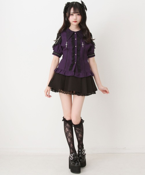DearMyLove(ディアマイラブ)の「十字架クモレース角襟ゴシック風ブラウス(シャツ/ブラウス・レディース・パープル/ブラック/ボルドー・MEDIUM/LARGE/LL/3L)」の17枚目の写真
