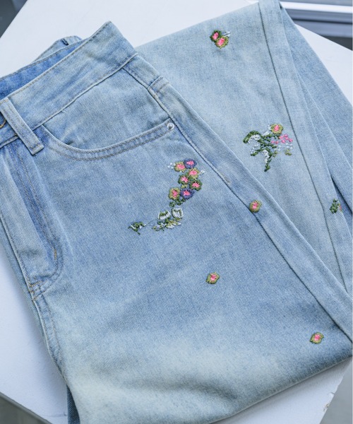 UNCLIP SELECT】フラワー刺繍デニム（デニムパンツ）｜unclip