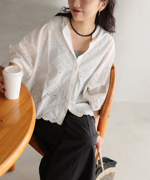 JOURNAL STANDARD relume コットンカットワーク刺繍ブラウス JOURNAL STANDARD relume ブラウス シャツ コットンカットワーク