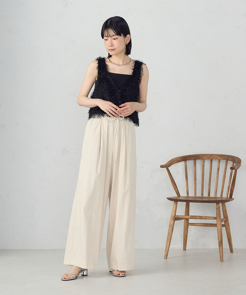COMME CA ISM(コムサイズム)の「とろみ イージーワイドパンツ(その他パンツ・レディース・オフホワイト/チャコール・MEDIUM/LARGE)」の4枚目の写真