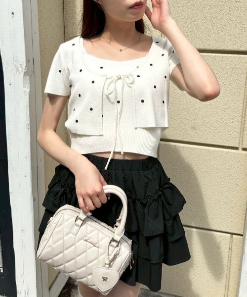 OLIVE des OLIVE（オリーブデオリーブ）の「ドットボレロアンサンブル（カーディガン/ボレロ・レディース・ブラック/サックスブルー/オフホワイト・FREE）」の5枚目の写真