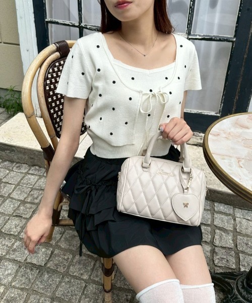 OLIVE des OLIVE（オリーブデオリーブ）の「ドットボレロアンサンブル（カーディガン/ボレロ・レディース・ブラック/サックスブルー/オフホワイト・FREE）」の6枚目の写真