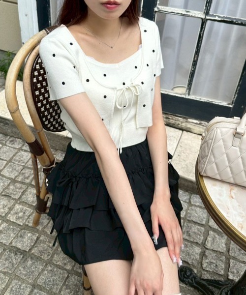 OLIVE des OLIVE（オリーブデオリーブ）の「ドットボレロアンサンブル（カーディガン/ボレロ・レディース・ブラック/サックスブルー/オフホワイト・FREE）」の8枚目の写真