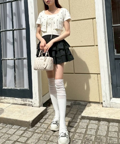 OLIVE des OLIVE（オリーブデオリーブ）の「ドットボレロアンサンブル（カーディガン/ボレロ・レディース・ブラック/サックスブルー/オフホワイト・FREE）」の10枚目の写真