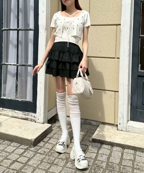 OLIVE des OLIVE（オリーブデオリーブ）の「ドットボレロアンサンブル（カーディガン/ボレロ・レディース・ブラック/サックスブルー/オフホワイト・FREE）」の11枚目の写真