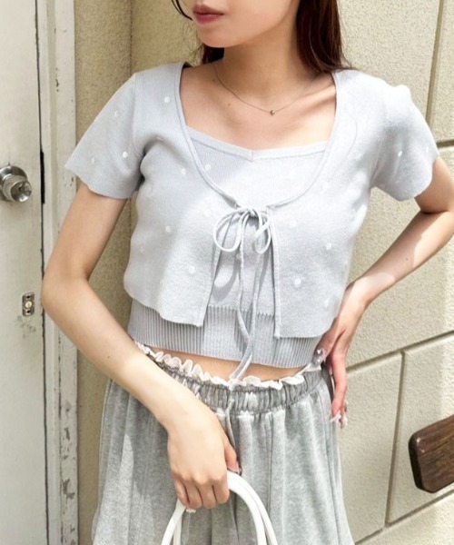 OLIVE des OLIVE（オリーブデオリーブ）の「ドットボレロアンサンブル（カーディガン/ボレロ・レディース・ブラック/サックスブルー/オフホワイト・FREE）」の12枚目の写真